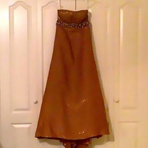 Gold A-line prom dress